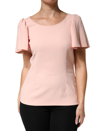 Dolce & Gabbana Pink Short Sleeves Round Neck Blouse Top