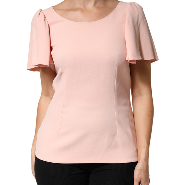 Dolce & Gabbana Pink Short Sleeves Round Neck Blouse Top