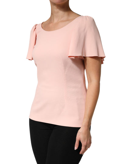 Dolce & Gabbana Pink Short Sleeves Round Neck Blouse Top