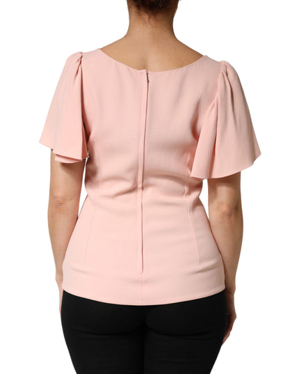 Dolce & Gabbana Pink Short Sleeves Round Neck Blouse Top