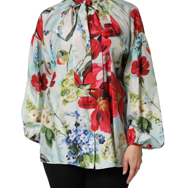 Dolce & Gabbana Multicolor Floral Long Sleeves Blouse Top