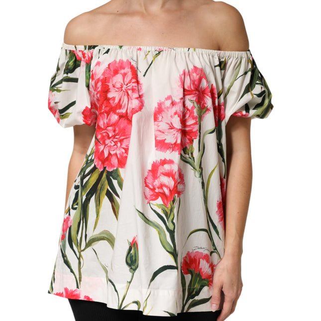 Dolce & Gabbana Multicolor Floral Off Shoulder Blouse Top