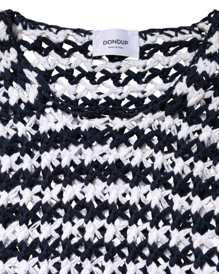 Dondup White Black Knitted Round Neck Sleeveless Tank Top