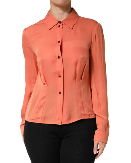 Emporio Armani Orange Collared Button Down Long Sleeves  Top