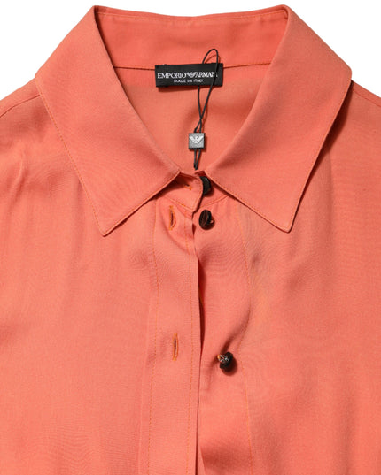 Emporio Armani Orange Collared Button Down Long Sleeves  Top