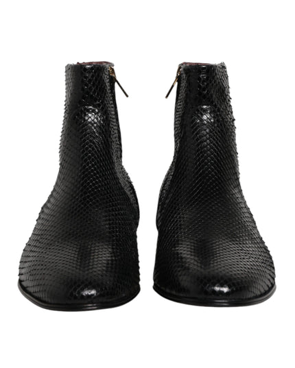 Dolce & Gabbana Black Leather Chelsea Short Ankle Boots  Shoes