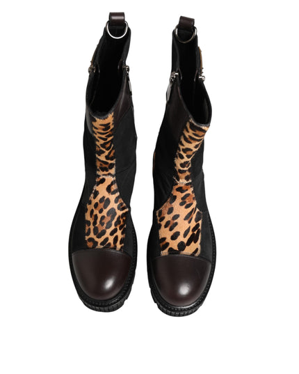 Dolce & Gabbana Multicolor Leopard Mid Calf Boots Shoes