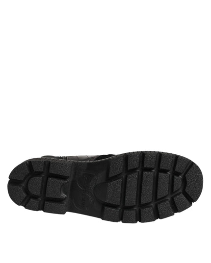 Dolce & Gabbana Black Patchwork Leather Mid Calf Boot  Shoes