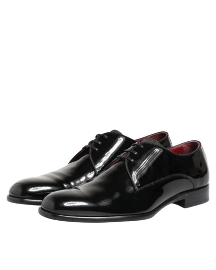 Dolce & Gabbana Black Calfskin Leather Derby Men Dress Shoes