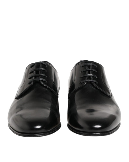 Dolce & Gabbana Black Calfskin Leather Derby Men Dress Shoes