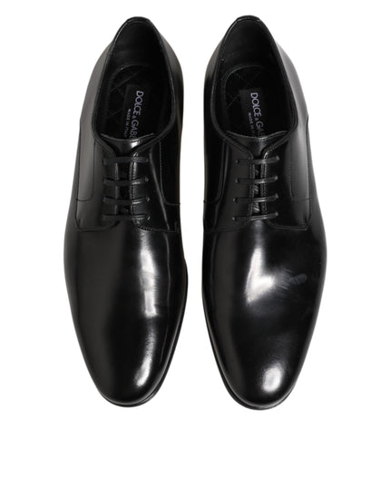 Dolce & Gabbana Black Calfskin Leather Derby Men Dress Shoes