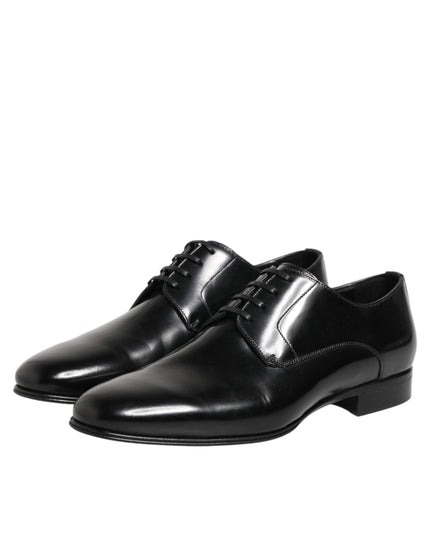 Dolce & Gabbana Black Calfskin Leather Derby Men Dress Shoes