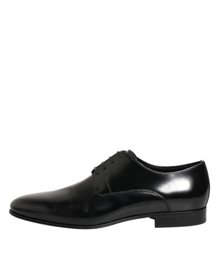 Dolce & Gabbana Black Calfskin Leather Derby Men Dress Shoes