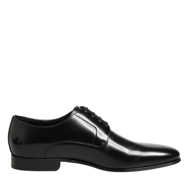 Dolce & Gabbana Black Calfskin Leather Derby Men Dress Shoes