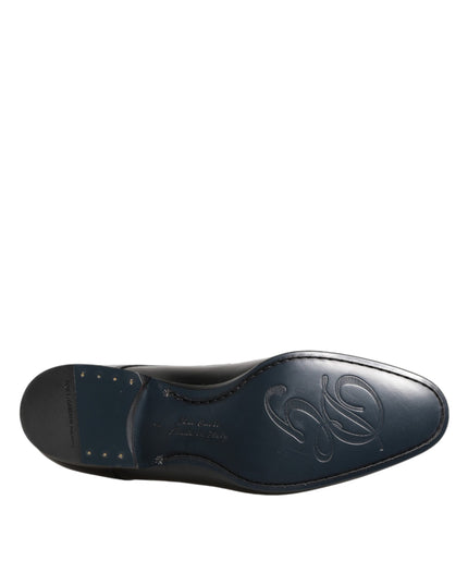 Dolce & Gabbana Black Calfskin Leather Derby Men Dress Shoes