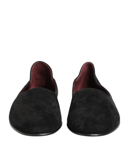 Dolce & Gabbana Black Leather Suede Slip On Loafers Dress Shoes