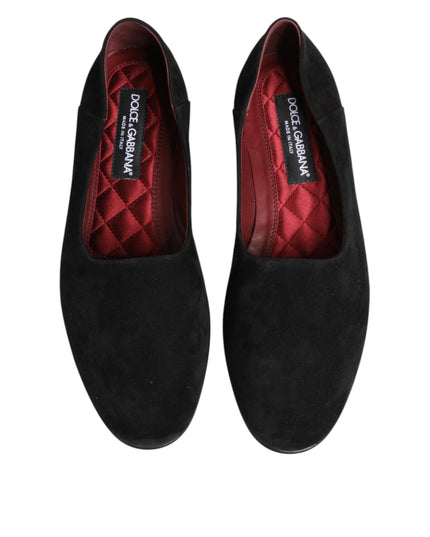 Dolce & Gabbana Black Leather Suede Slip On Loafers Dress Shoes