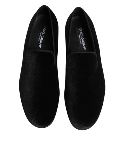 Dolce & Gabbana Black Leather Suede Slip On Loafers Dress Shoes
