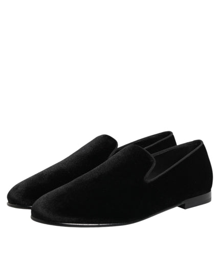 Dolce & Gabbana Black Leather Suede Slip On Loafers Dress Shoes