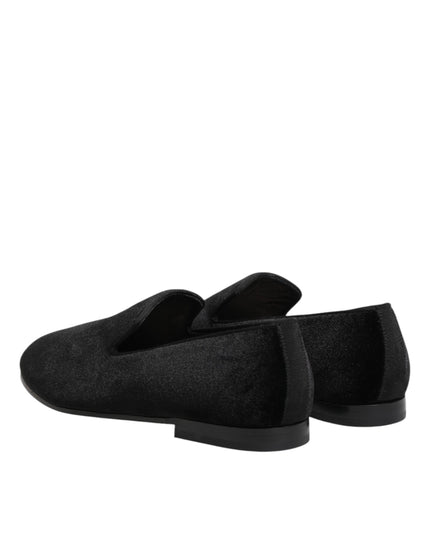 Dolce & Gabbana Black Leather Suede Slip On Loafers Dress Shoes