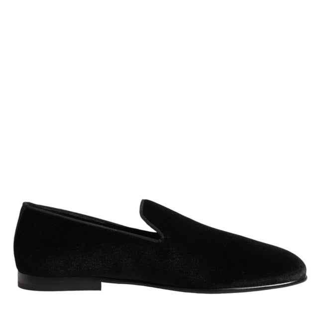 Dolce & Gabbana Black Leather Suede Slip On Loafers Dress Shoes