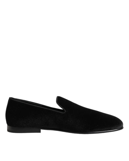 Dolce & Gabbana Black Leather Suede Slip On Loafers Dress Shoes