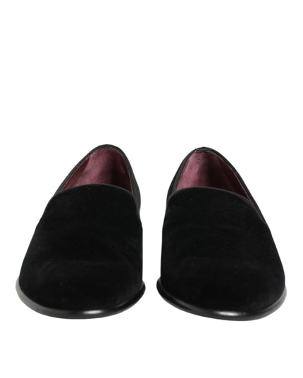Dolce & Gabbana Black Leather Suede Slip On Loafer Dress Shoes
