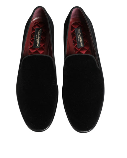 Dolce & Gabbana Black Leather Suede Slip On Loafer Dress Shoes
