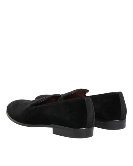 Dolce & Gabbana Black Leather Suede Slip On Loafer Dress Shoes