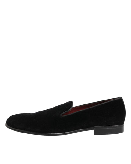 Dolce & Gabbana Black Leather Suede Slip On Loafer Dress Shoes