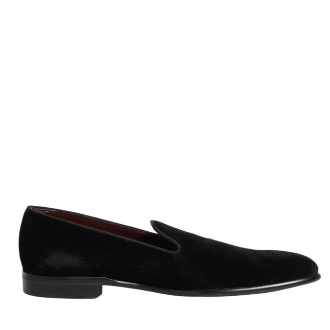 Dolce & Gabbana Black Leather Suede Slip On Loafer Dress Shoes