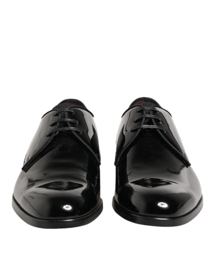 Dolce & Gabbana Black Calfskin Leather Derby Dress Shoes
