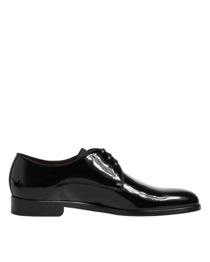 Dolce & Gabbana Black Calfskin Leather Derby Dress Shoes