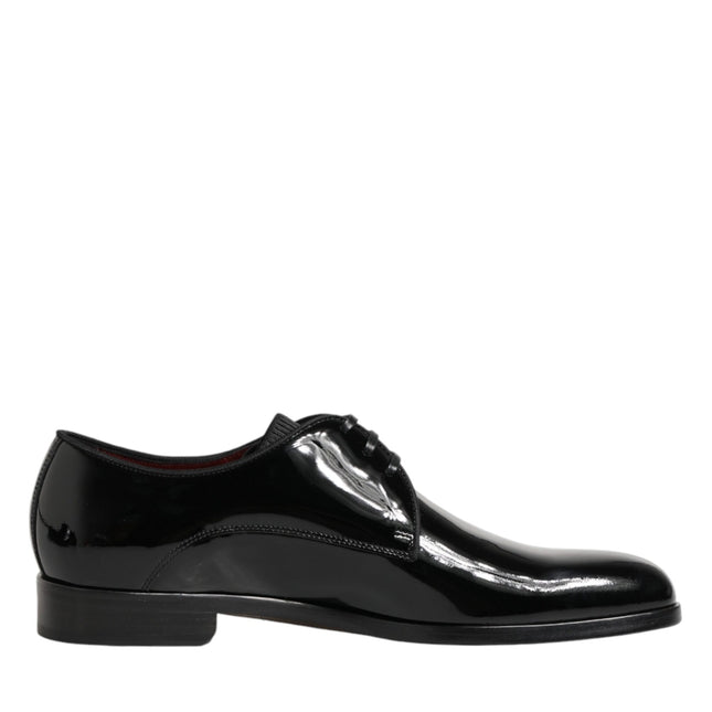 Dolce & Gabbana Black Calfskin Leather Derby Dress Shoes