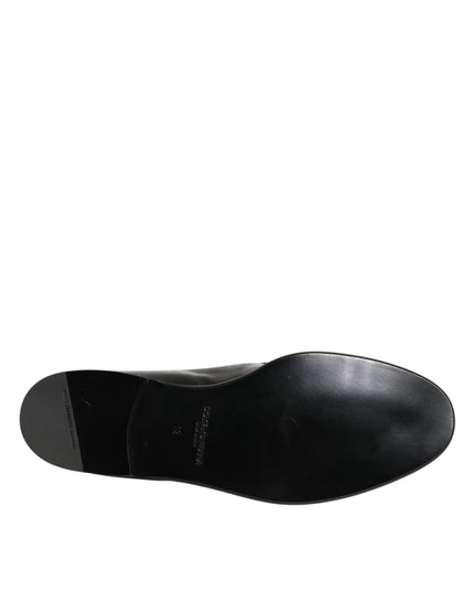 Dolce & Gabbana Black Leather Slip On Dress Men Loafers Shoes