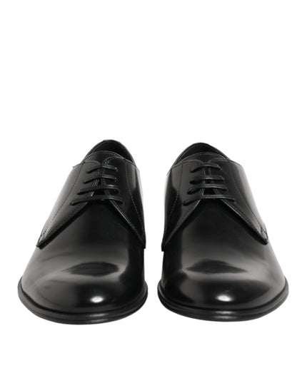 Dolce & Gabbana Black Calfskin Leather Derby Dress Shoes