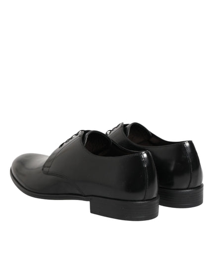 Dolce & Gabbana Black Calfskin Leather Derby Dress Shoes