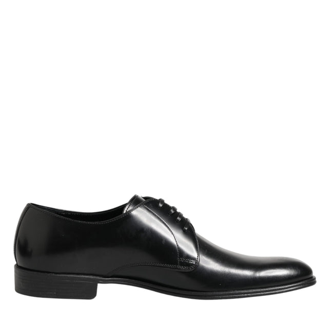 Dolce & Gabbana Black Calfskin Leather Derby Dress Shoes