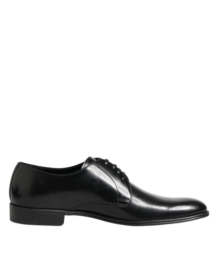 Dolce & Gabbana Black Calfskin Leather Derby Dress Shoes