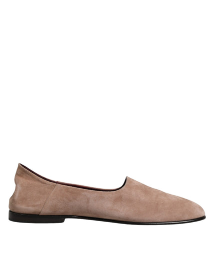 Dolce & Gabbana Beige Leather Suede Slip On Loafers Dress Shoes
