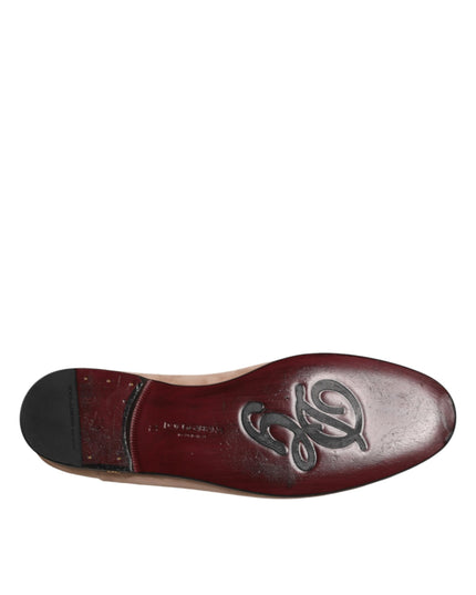 Dolce & Gabbana Beige Leather Suede Slip On Loafers Dress Shoes