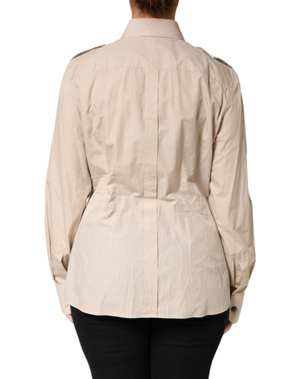 Dolce & Gabbana Beige Collared Long Sleeve Cotton Shirt Top