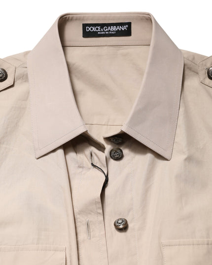 Dolce & Gabbana Beige Collared Long Sleeve Cotton Shirt Top