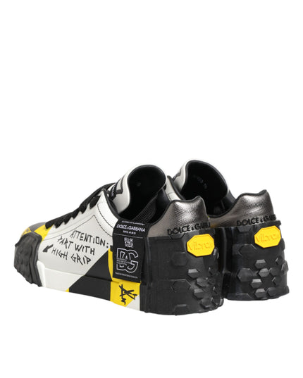 Dolce & Gabbana Multicolor Leather Graffiti Low Top Sneakers Shoes