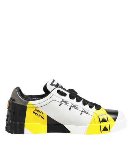Dolce & Gabbana Multicolor Leather Graffiti Low Top Sneakers Shoes
