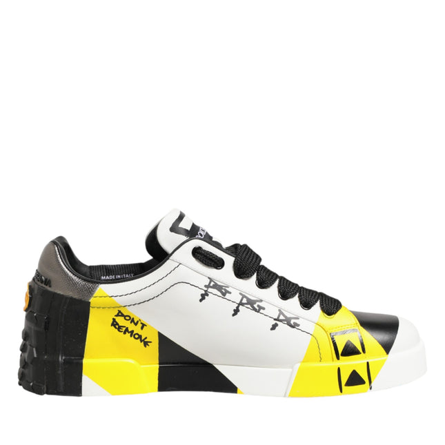 Dolce & Gabbana Multicolor Leather Graffiti Low Top Sneakers Shoes
