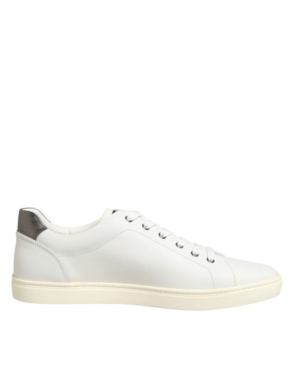 Dolce & Gabbana White Leather Heart Embellished Sneakers Shoes