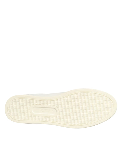 Dolce & Gabbana White Leather Heart Embellished Sneakers Shoes