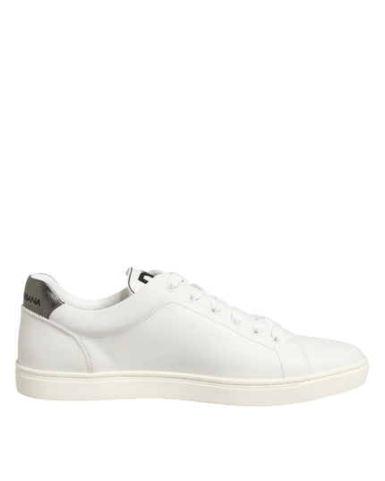 Dolce & Gabbana White Leather Heart Embellished Sneakers Shoes