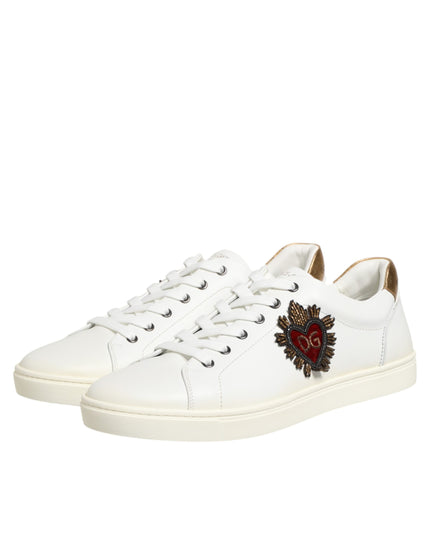 Dolce & Gabbana White Heart Embellished Sneakers Shoes